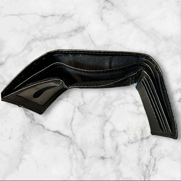 Tommy Hilfiger Black Leather Mens Trifold Billfold Wallet Three Compartments - Picture 8 of 14